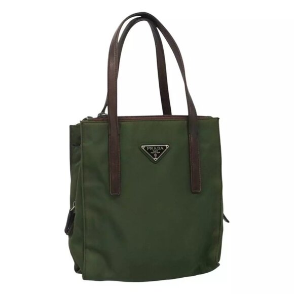 PRADA Hand Bag Nylon Khaki Auth - Picture 2 of 16